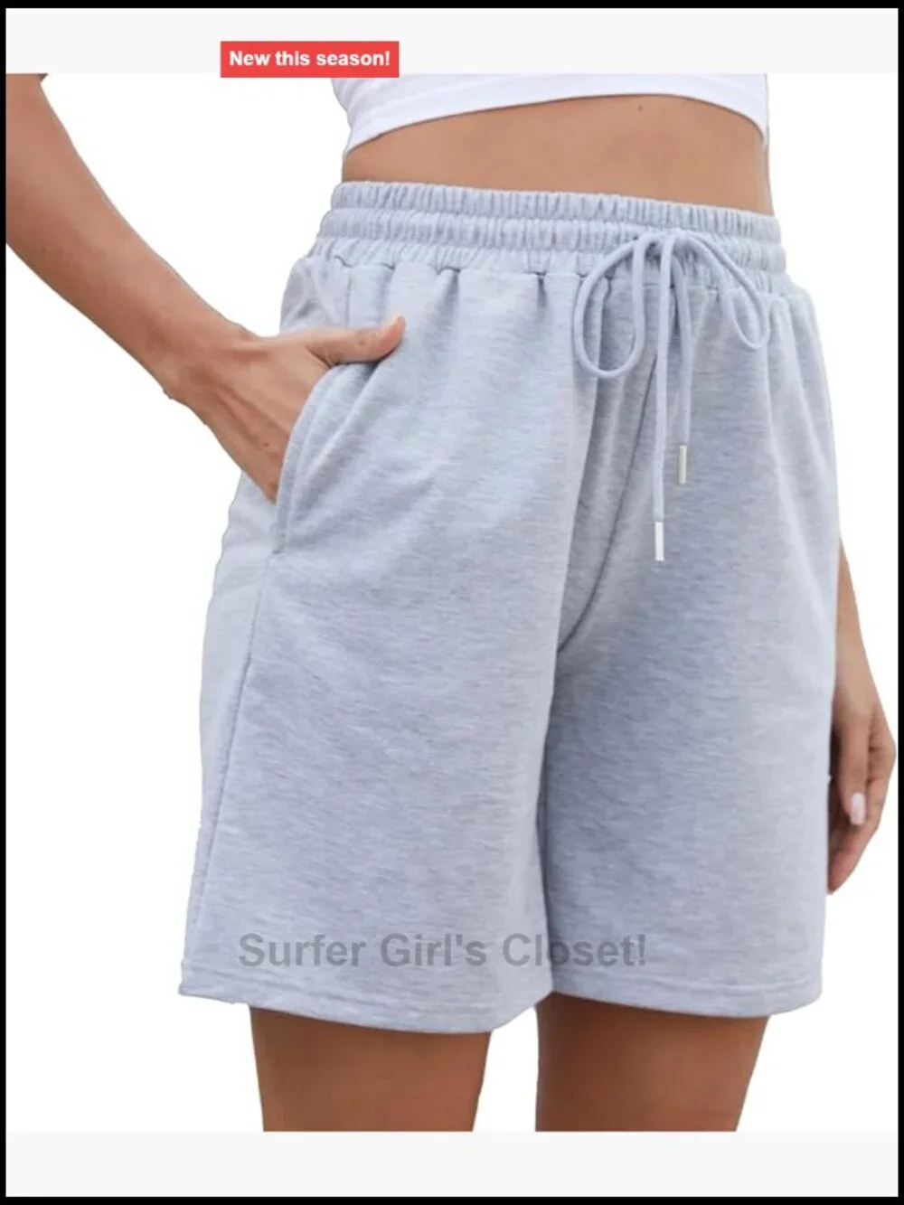 Loose Athletic Bermuda Shorts with Pockets Drawstring Elastic Waist